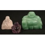 Three various Chinese hard stone Buddha figurines