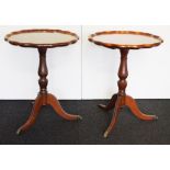 Pair piecrust style wine tables