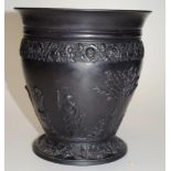 Large Wedgwood black Basalt figural vase & frog
