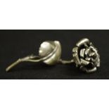 Italian silver miniature rose figure