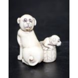 Japanese carved ivory Dog netsuke