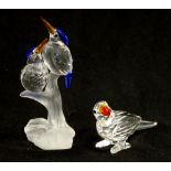 Two Swarovski crystal bird ornaments