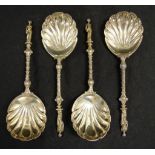 Four sterling silver "Venus" serving spoons