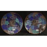 Pair of Chinese cloisonne display plates