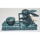 Rare brass Rabbit on a Raft candle holder
