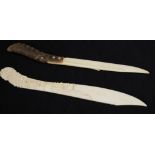 Two Chinese carved ivory letter openers