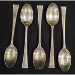 Five George V sterling silver teaspoons