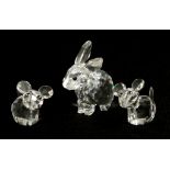 Three Swarovski crystal animal figurines