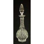 Large signed Bohemian cut crystal decanter