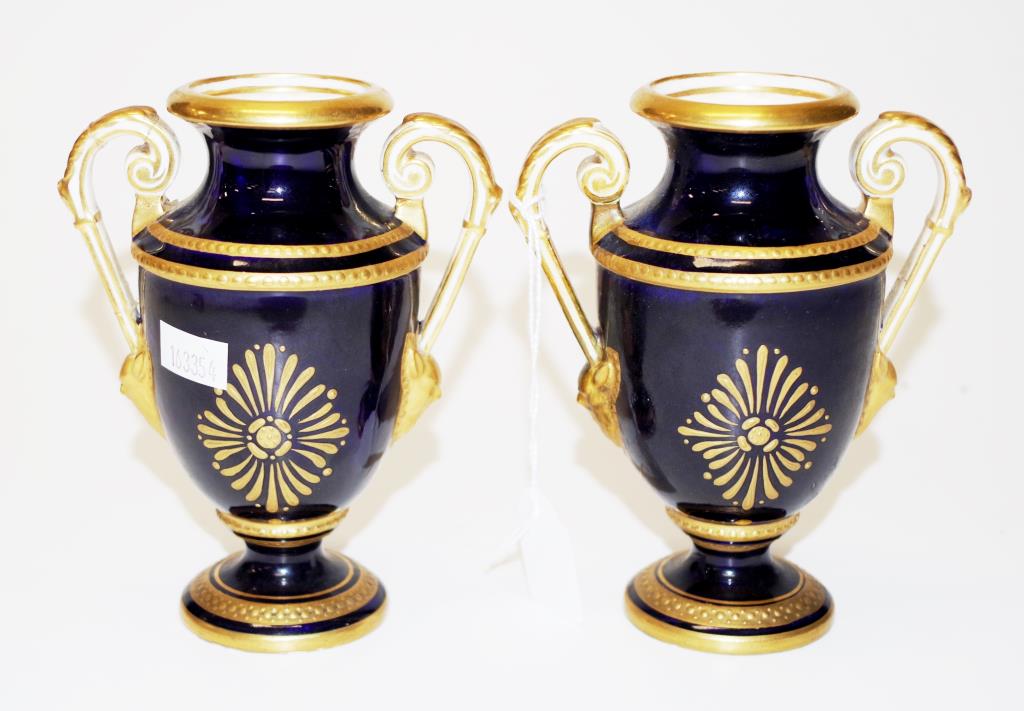 Pair antique H.S. Hancock Derby hand painted vases - Image 2 of 3