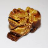 Chinese tiger's eye stone temple dog pendant