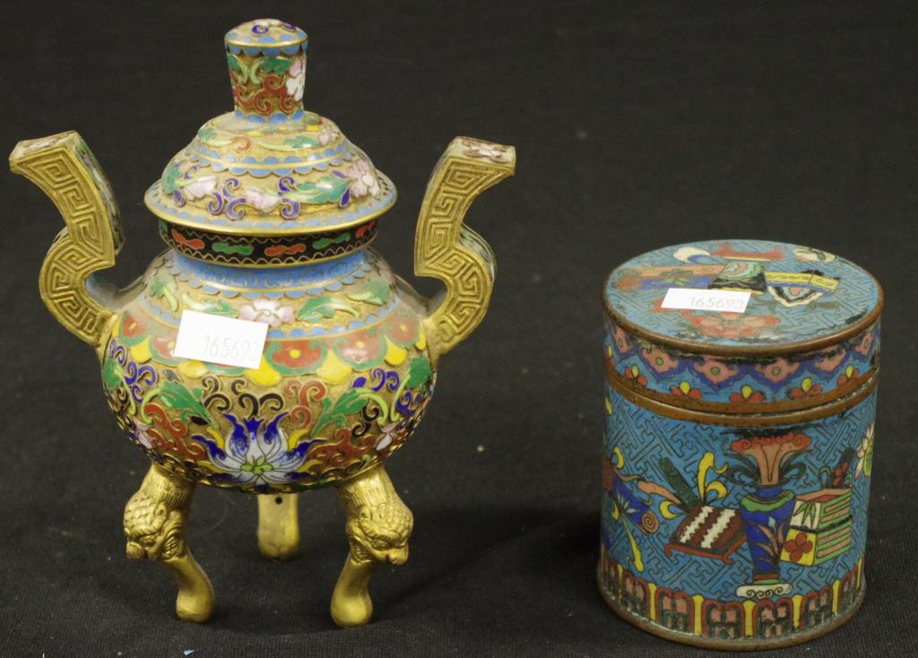 Two various Chinese cloisonne lidded boxes