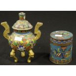 Two various Chinese cloisonne lidded boxes