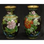 Pair of Chinese cloisonne vases