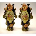 Vintage pair Art Nouveau ceramic mantle vases