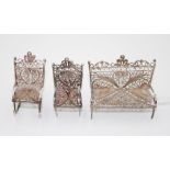 Vintage three piece miniature silver salon suite