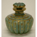 French turquoise coloured glass perfume bottle