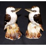 Two glaze pottery kookaburra figurines