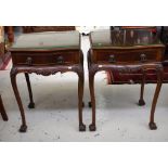 Pair of Chippendale style bedside tables