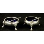 Pair early George III sterling silver open salts