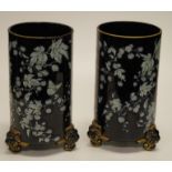 Vintage pair decorative hand painted vases