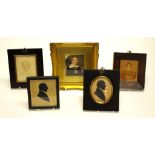 Collection five antique portrait miniatures