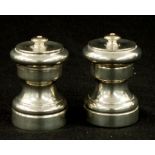 Pair Italian silver plate pepper grinders