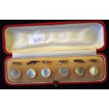 Cased set of six vintage mother of pearl buttons