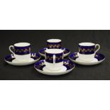Set four Mintons 'Tiffany' coffee cups & saucers