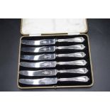 Cased set six Elizabeth II sterling tea knives