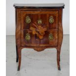 Small antique Louis XV style inlaid bombe chest