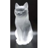 Good Lalique crystal seated cat figure