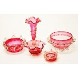 Five various Victorian ruby glass items