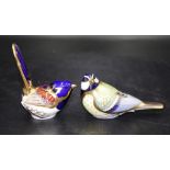 Two Royal Crown Derby bird paperweights