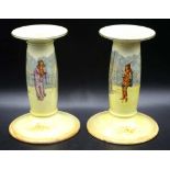 Pair of Royal Doulton 'Shakespeare' candlesticks