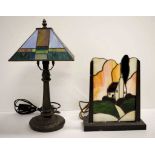 Two leadlight electric lamps