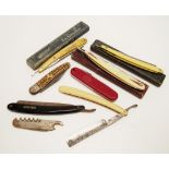 Collection five vintage cut throat razors