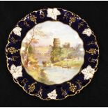 Royal Crown Derby handpainted Warwick Castle plate