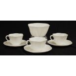 Shelley white 'Dainty' three cups and saucers