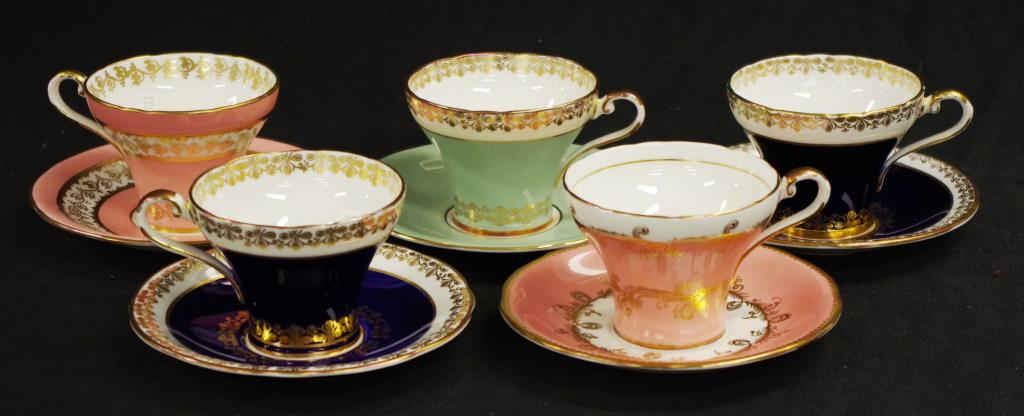 Set five Aynsley tea cups