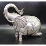 Good Burmese elephant form silver tea caddy