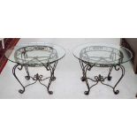 Two wrought iron occasional tables