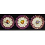 Three Paragon fruit decorated display plates