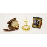 Two travel Alarm clocks and clock keyring