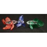 Three Swarovski crystal Siamese fighting fish