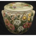 Large Australian daisy ware pottery bread crock