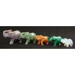 Five various Chinese hardstone elephant figurines
