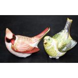 Two Royal Crown Derby bird paperweights