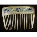 Chinese silver and enamel ladies hair comb