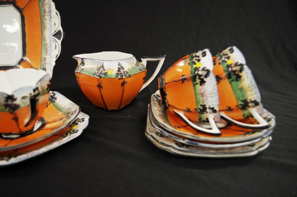 Art deco Shelley Queen Anne teaset - Image 3 of 5